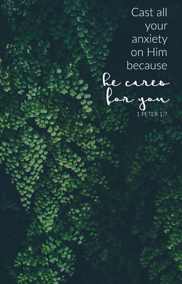 "Cast all your anxiety on Him because he cares for you."1 Peter 1:7 | via TeresaTysinger.com scripture, encouragement, bible, christian, motivation, God, Jesus