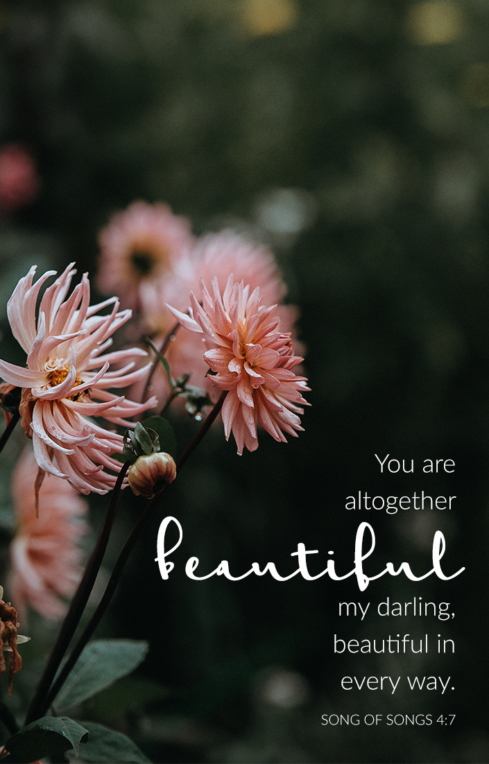 "You are altogether beautiful my darling, beautiful in every way." Song of Songs 4:7 | via TeresaTysinger.com